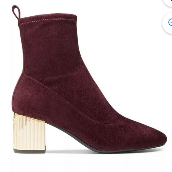 Women Michael Kors Porter Mid Bootie Merlot Stretch Suede Sock Boot Size 11M - Picture 3 of 5